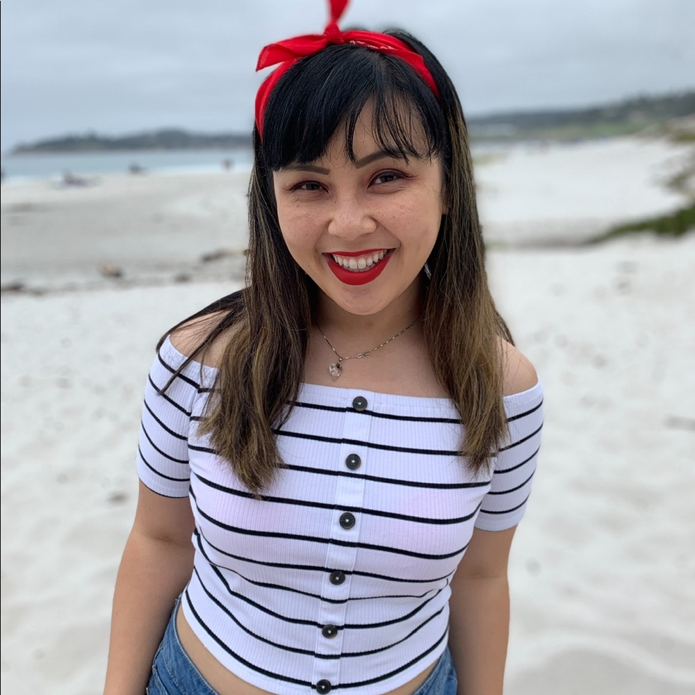 Express off shoulder Striped Crop Top